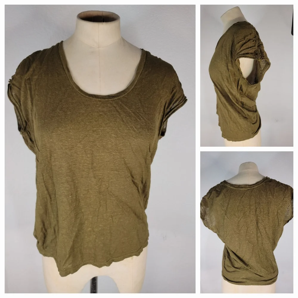 FrameSz S/M 100% Organic Linen Tshirt Muscle Tank Green